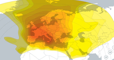 Eutelsat Hot Bird reception footprint.